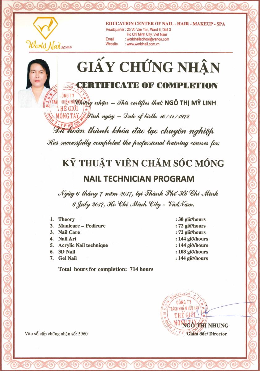 Làm bằng Nail chuẩn quốc tế, chứng chỉ Nail toàn cầu